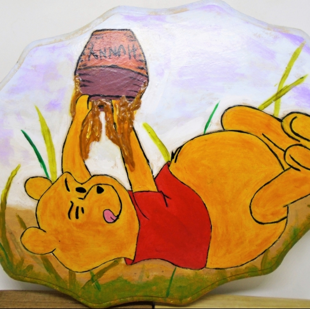 Hand Painted Winnie the Pooh Wooden Sign.